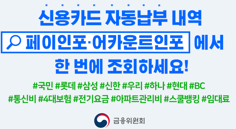 금융위원회 페이인포, 어카운드인포 서비스